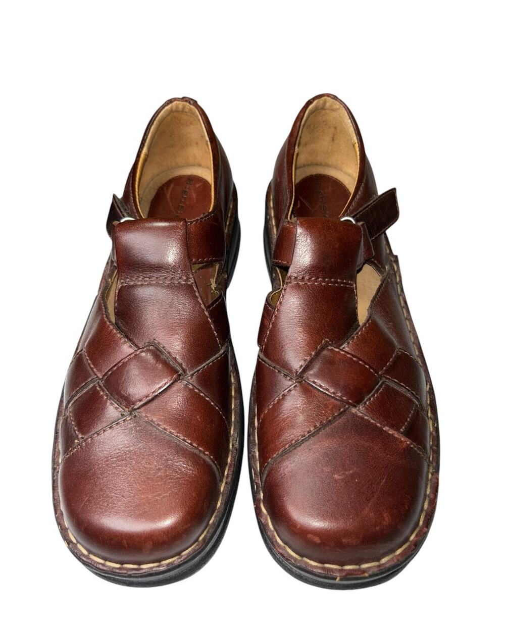Senia Women’s Brown Leather Fisherman Sandals Closed Toe Comfort Shoes Size 9